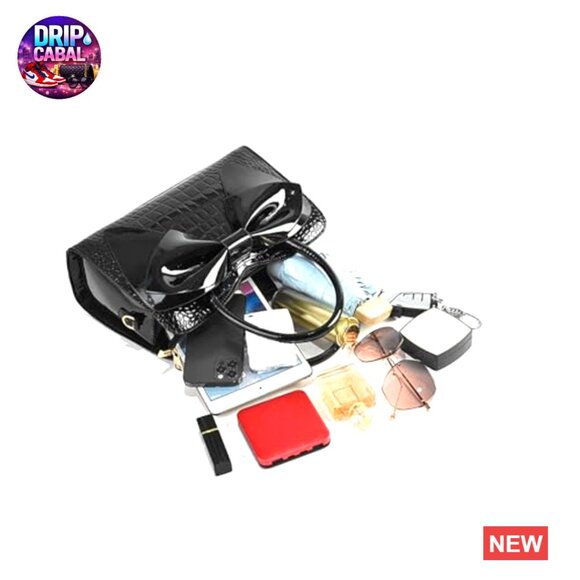 Crocodile Embossed Tote Bag Elegant Vintage Hobo Satchel Evening Party Purse - Picture 5 of 7